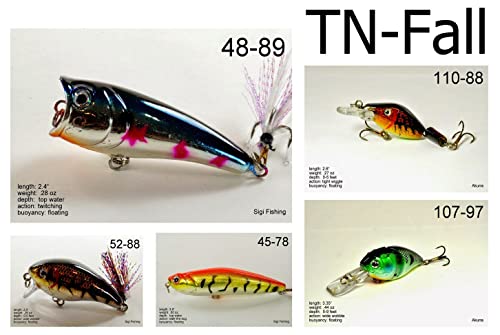 Akuna Seasonal Lures For Bass Fall Fishing For Each Of The Usa 50 States (Pack Of 5), Tennessee, Fall #TOP4