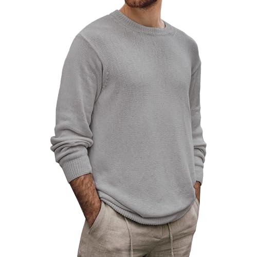 Men's Essential Thermal Crewneck Sweater Classic Long Sleeve Pullover Ribbing Edge Knitted Sweaters