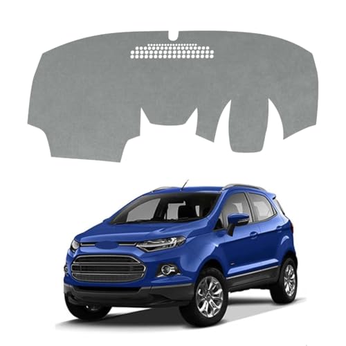 Image of Car Dashboard Cover Mat Compatible with Ford Ecosport 2013-2017 Waterproof, Dustproof, UV Resistant | All-Weather Protection with Mirror | Custom Fit (Grey)