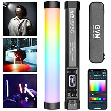 GVM RGB أنبوب الخفيفة مع أضواء كاشفة، ضوء التصوير المغناطيسي يده، كامل اللون الصمام عصا الخفيفة 2000 K-10000 K CRI97+ فيديو الخفيفة مع 3300 mAh المدمج في البطارية، 6 تأثيرات بكسل 12 مشاهد الإضاءة