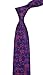 Elfeves Men Handmade Silk Tie Fashion Blue Magenta Small Floral Wedding Party Dance Necktie