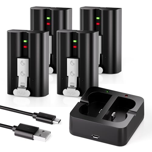 4-Pack Replacement Battery for Ring Doorbell - 6040mAh Rechargeable Camera Batteries with Charger Station for Ring Video Doorbell 2/3/3 Plus/4, Spotlight Cam, Stick Up Cam and Peephole Cam Indoor