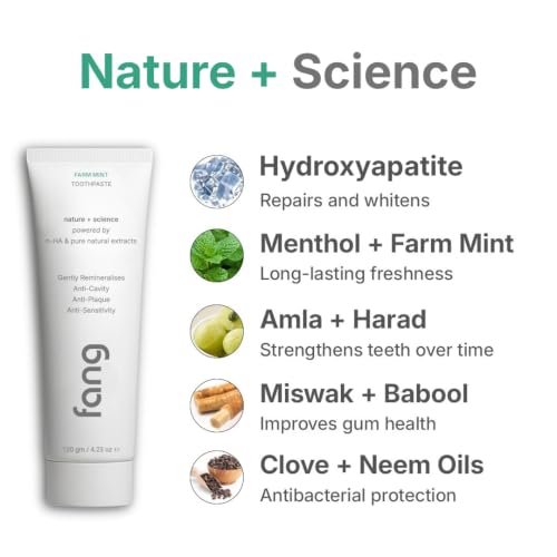 Fang Farm Mint Natural Toothpaste|Fluoride Free Hydroxyapatite|Teeth Whitening|Heals Sensitive Teeth|Fights Cavities,Gum Diseases & Bad Breath|SLS & Chemical Free|Organic, Vegan thumbnail 20