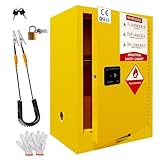 30 Gallon Flammable Storage Cabinet, 35” x 23” x 18” Fire Cabinets, 3-Point Lock System Safety Storages Cabinets, Galvanized Steel Chemical Storage Cabinet for Industrial, Commercial and Home