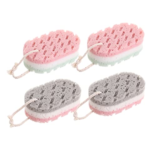 CLISPEED 4PCS Exfoliating Bath Sponge Wipes Three Layer Body Scrubber Towels for Smooth Skin for Home Use for Gentle Exfoliation and Cleansing Random Color