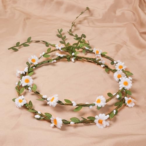 Uongeod Flower Crown (2 packs) Boho Flower Wreath Artificial Floral Crown Bridal Headpiece Greenery for Wedding Ceremony Party Festival