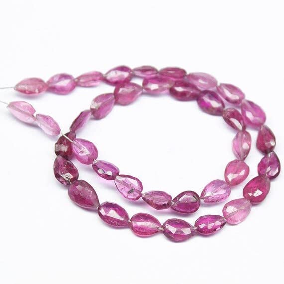 Perles de tourmaline rose rubellite en forme poire pour l'enfilage et la création de bijoux DIY