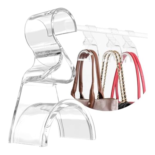 Wiosi Premium Clear Purse Hanger Closet Set of 3 - Durable Acrylic Organizers and Storage Bag Hanger for Luxury Closet - Purse Hanger Holder for Handbags, Premium Backpack Purse Hooks