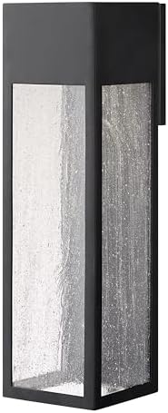 Hinkley Rook 20" Wall Mount Outdoor Lantern, Aluminum, Clear Seedy Glass, Modern, LED Included, Dark Sky, Satin Black Finish