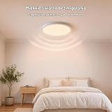 LQWELL Lampa sufitowa LED, wodoodporna IP44, okrągła, płaska, 12W, 3000K, 4000K, 6000K, 1320LM, nowoczesna, prosta, cienka, do salonu, łazienki, sypialni, kuchni, 180 x 18 mm