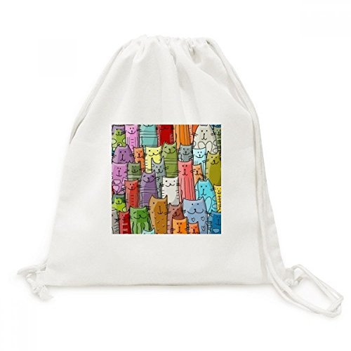 Cartoon Chat Mignon Sac Toile Drawstring Backpack pour Voyage