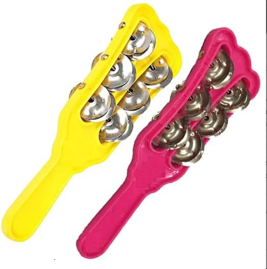 Click Dream Plastic Manjira - Musical Instrument for Bhajan and Kirtans, Khartal for Mandir aarti-(Jheeka)-3 line PACK OF 2