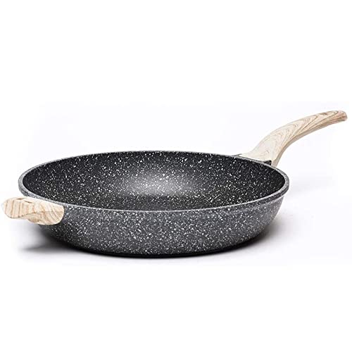 CAROTE Non Stick Frying Pan with Lid, Induction Deep Saute Pan with Lid (Grey, 32)