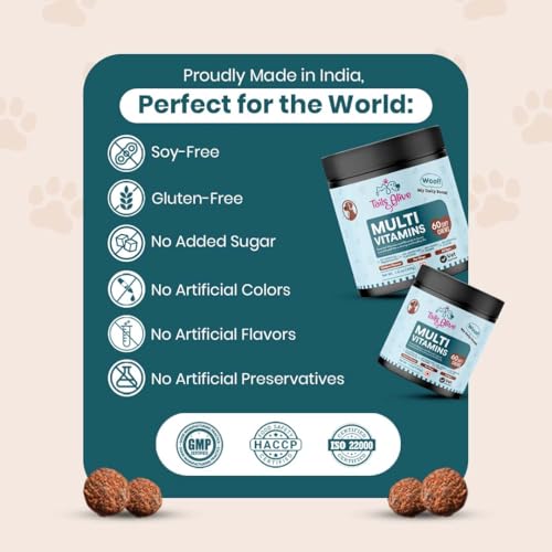 Image of 15-in-1 Multivitamin Soft Chew Supplements for Dogs | Daily Vitamins & Minerals for Immunity, Energy & Growth | Cold-Pressed, Vet Approved | Chicken Flavour | For All Breeds - 60 Soft Chews