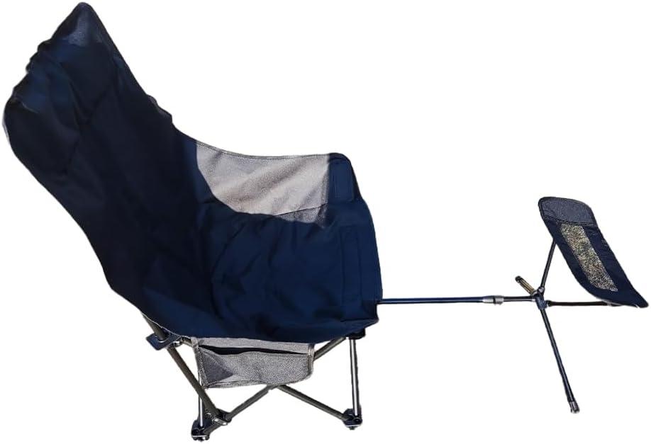 High Back Moon Camping Chairs with Foot Rest Portable Heavy Duty Folding Saucer Lounge Chair with Side Storage Pocket Head Padded for Patio Outdoor Travel, Supports up to 400lbs