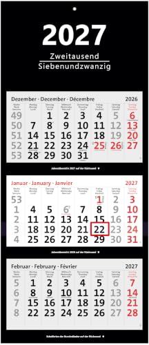 XXL 3-Monatskalender 2027 schwarz großer Wandkalender Bürokalender