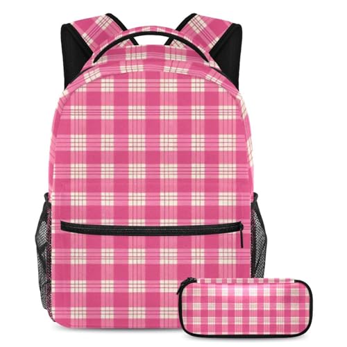 Cartable vintage jaune à motif écossais pour la rentrée scolaire des enfants