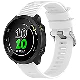 TopPerfekt Band Compatible with Garmin Forerunner 55/158/245, 20mm Soft Silicone Replacement Watch Band Strap Wristband for Garmin Vivoactive 5/6/Forerunner 570 42MM/165/645 music (White)