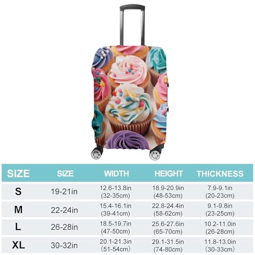 Anti-Scratch Luggage Cover Birthday Cupcakes Printed Luggage Case Protector Washable Suitcase Covers Elastic Suitcase Protector for Size S (19-21 inch) Luggage2