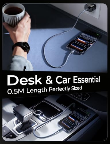 Image of LISEN 240W Short USB C Cable, USB C to USB C Cable for iPhone 17 16 15 Pro Max iPad MacBook Pro Samsung S25, 1.6FT /2 Pack /Midnight