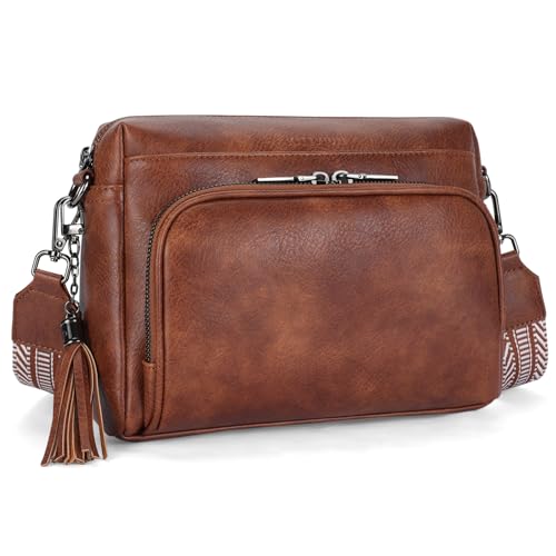 Crossbody Bags for Women Lightweight Vegan Leather Crossbody Shoulder Bag Phone Purse with Adjustable Guitar Strap