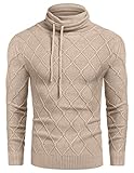 COOFANDY Mens Knitted Slim Fit Casual Solid Pullover Turtleneck Sweater Khaki XX-Large