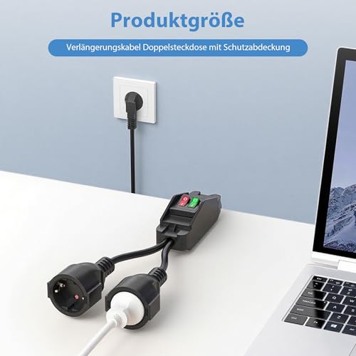 Verlängerungskabel Außen mit 2 Schuko-Steckdosen: 2M Verlängerungskabel mit Schalter Doppel-Verlängerung Doppelstecker Steckdose für Outdoor Zuhause Büro 250V/16A