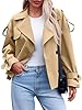 Tankaneo Womens Cropped Trench Coat Casual Double ... #5