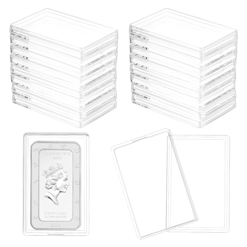 FINGERINSPIRE 18 Pcs Silver Bar Case Acrylic Silver Bar Holder Clear Storage Container Compatible Gold Silver Bar 1.3x2.1 Inner Storage Silver Bullion Storage for Collection of Gold Bar Silver Bar