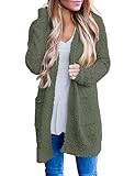 MEROKEETY Women's 2025 Winter Long Sleeve Soft Chunky Knit Sweater Open Front Cardigan Outwear Coat Olive