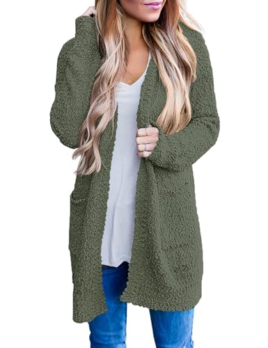 Image of MEROKEETY Women's Long Sleeve Soft Chunky Knit Sweater Open Front Cardigans Outwear Coat
