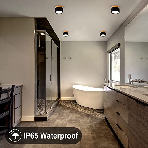 Temgin Plafonnier Spot LED 12W IP65 Downlight 3000K 1080LM Spot Plafond Ø11cm Aluminium Plafonnier Salon Noir Luminaire Spots Blanc Chaud pour Couloir Chambre Salle de Bain Cuisine - Image 3