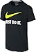 NIKE Boys' Just Do It Swoosh Tee, Black/Volt, X-Large