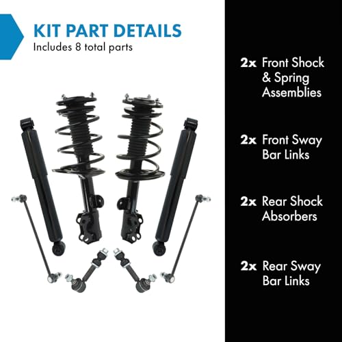 Image of TRQ Front and Rear Suspension Kit Complete Strut & Coil Spring Assembly Shock Absorber Sway Bar Stabilizer Link Compatible with 2006-2008 Toyota RAV4
