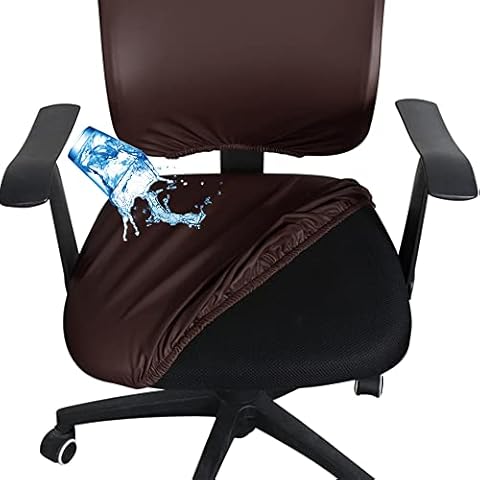Shukii Waterproof Office Desk Chair Seat Cover PU Leather Chair Covers Stretchable Rotating Computer Chair Slipcovers Protector High Chair Cover for Office Desk Chair Cover
