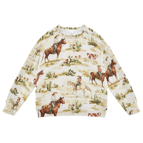 JUNZAN Western Cowgirl Wilderness Kids Girls Hooded Sweatshirt Crewneck Sweatshirt With Hoodie Camping 4T