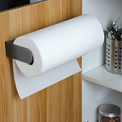 Zunto Adhesive Paper Towel Holder - Under Cabinet Paper Towel Holders - For Kitchen, Stainless Steel Hanging Paper Towel Rolls(Grey) #TOP5