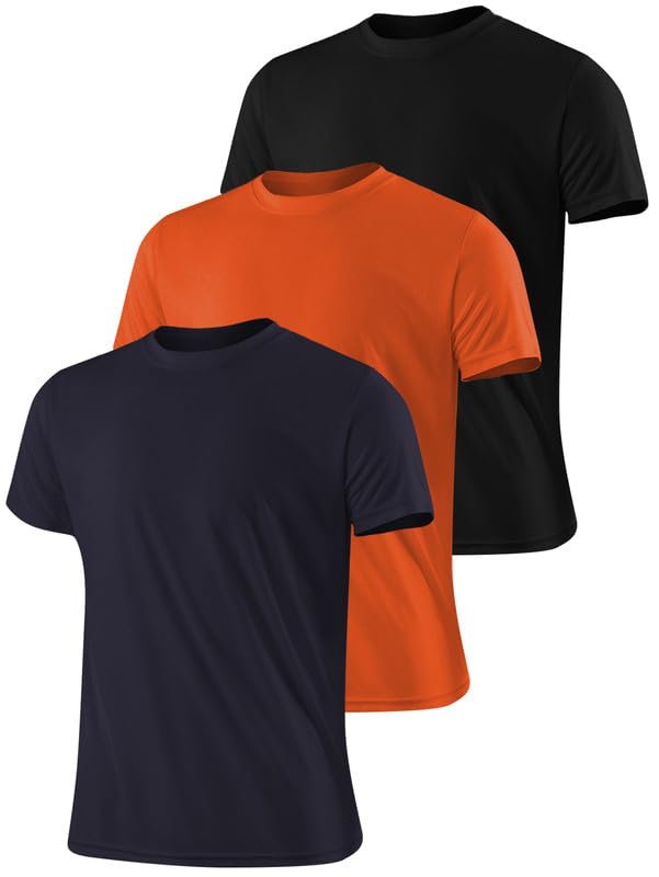 Men’s Short Sleeve Dry Fit Active Crew Neck T Shirt - Athletic Running Gym Workout Tee Tops