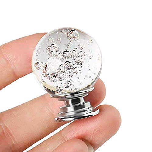 Eyourlife 6Pcs 1.18 Inch Clear Bubble Cabinet Knob Pull Handle, Crystal Glass Round Dresser Cabinet Drawer Pull Cupboard Knob With Screws, Crystal Drawer Knobs For Home Office Cabinet Cupboard #TOP4