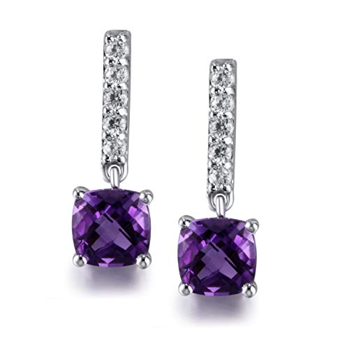 Pendientes de amatista natural para mujer con plata de ley 4
