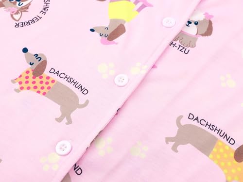 Topgal Comfy Coat Style Pajamas for Girls - Leopard, Cat & Bows Graphic Print Button Down Long Sleeves PJ Set Size 6-183