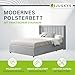 Juskys Polsterbett Savona 120x200 cm, Bett mit Stauraum, Lattenrost, Samt-Bezug, Bettgestell aus Holz, bis 250 kg, großes Kopfteil, Hellgrau