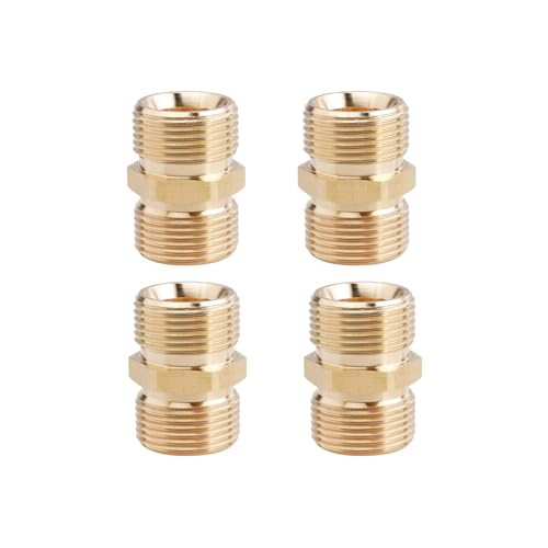 Bestgle 4 Pcs Kit de Raccord de Nettoyeur Haute Pression, M22 14mm Mâle en Laiton Adaptateu, Adaptateur pour Nettoyeur Haute Pression pour Raccord de Tuyau, Raccord M22 14mm