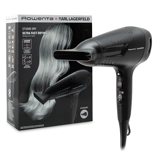 Rowenta x Karl Lagerfeld Studio Dry CV581L Secador de pelo 2300 W, Tecnología Effiwatts, 6 ajustes de temperatura, Thermocontrol, generador iónico sin encrespamiento, negro