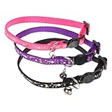 Hohopeti 3ピースの調節可能な猫の襟の反射子猫の襟の猫の首の装飾