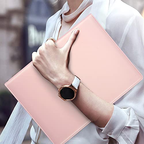 WAVEYU Portfolio Case, Business Portfolio Folder, Cute Padfolio Cover, Conference/Resume/Legal Document Organizer with Letter/A4 Size Clipboard Hardboard, Business Card Holders, Document Sleeve, Pink