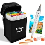 Alcohol Based Art Markers Set 24 Color - Professional Double Sided Marcadores for Artist, Best Blendable Coloring...