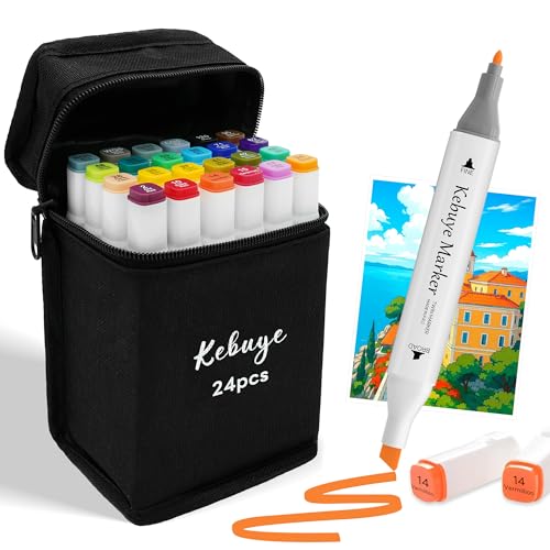Alcohol Based Art Markers Set 24 Color - Professional Double