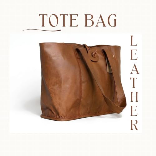 Image of vintage crafts Genuine Leather Tote Bag | Handbag | Shopper Purse Shoulder Bag | Office Laptop Bag for Women