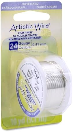 Artistic Wire-Colored Wire, 24 Gauge 10 Yards/Pkg, Natural Non-Tarnish Silver